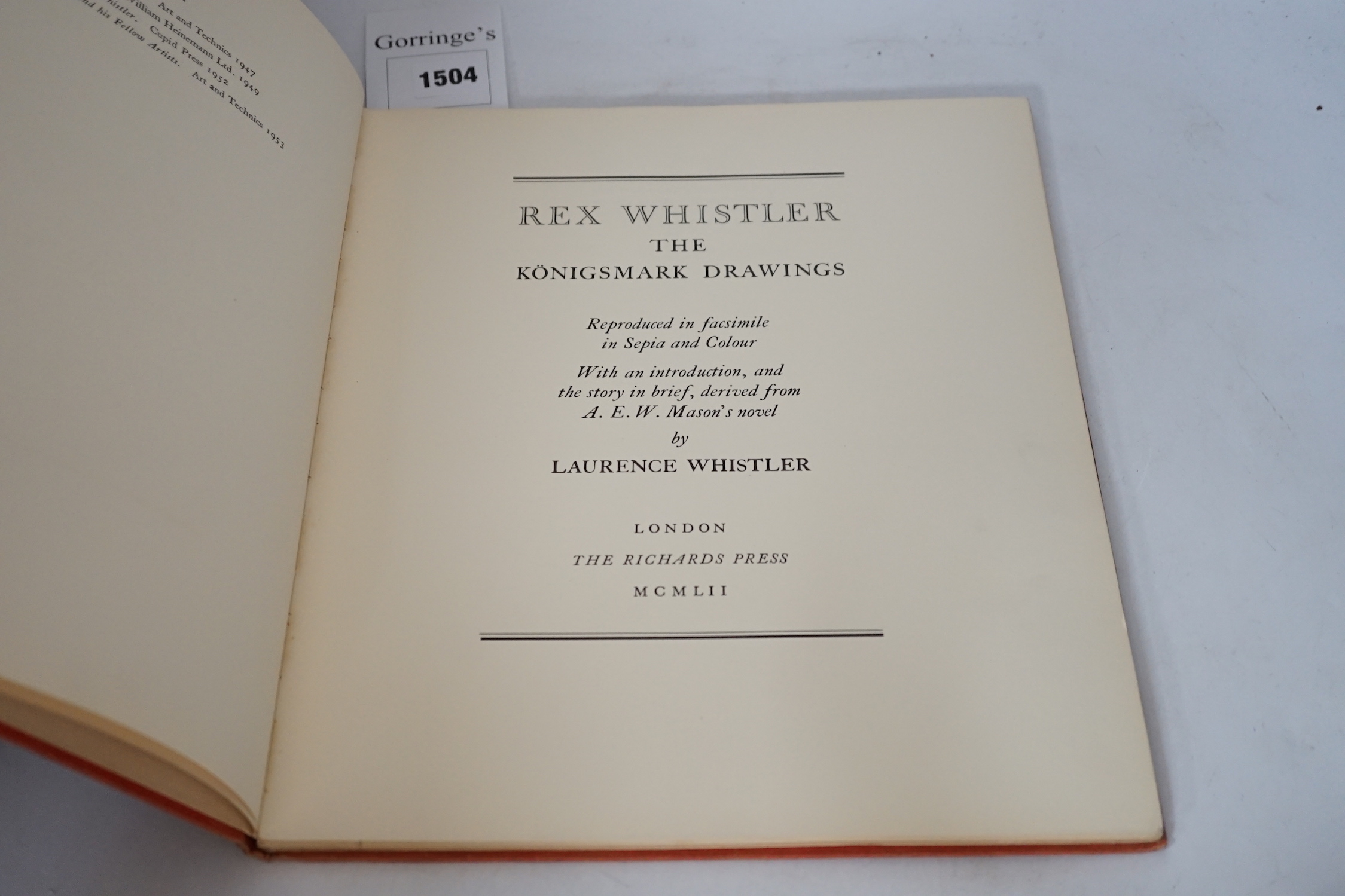 Books: Landseer's Works (3 vols) and Rex Whistler